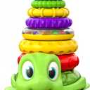Move2Play Stacking Toy, Includes 7 Unique Rings, Montessori Development, Baby Toy, Gift for 1 Year Old Boys & Girls, Ages 0-6+, 9, 10, 12, 18+ Months (Turtle Stacker)