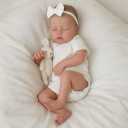 SCOM 18" Sleeping Reborn Baby Doll Girl  Realistic Newborn Sleeping Baby, Soft Weighted Cloth Body & Vinyl Limbs, with Cute Feeding Accessories Toy, Lifelike Toy for Kids Age 3-8