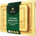 ROYAL CRAFT WOOD Wooden Cutting Boards for Kitchen Meal Prep & Serving - Bamboo Wood Serving Board Set with Deep Juice Groove Side Handles - Charcuterie & Chopping Butcher Block for Meat, 2 PC