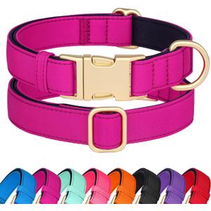 Didog Soft Padded Dog Collars for Medium Dogs, Colorful and Durable Dog Collar with Quick Release Buckle, Light and Breathable for Daily Walking, Rose Purple, M (M: Neck Adjustable 13-20")