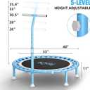 40" Fitness Mini Trampoline with Adjustable Handle Bar, 330lbs Foldable Bungee Rebounder for Adults and Kids, Stable & Quiet Exercise Rebounder Indoor Workout