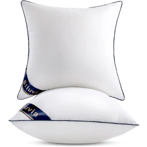 Siluvia 22"x22" Pillow Insert Set of 2 Square Throw 22 Pillows with 100% Cotton Cover for Sofa, Couch, and Bed - White