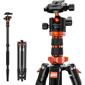 K&F Concept 78 inch/198cm Camera Tripod,3 Sections Central Axis Travel Tripod with 32mm Metal Ball Head Load Capacity 26.4 lbs/12KG for DSLR Cameras Indoor Outdoor Use