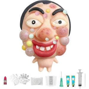 Pimple Popping Toy Squishy Toys Stress Relief Squeeze Toy  Large Reusable Silicone Pimple Popper Fidget Toy Set Soft Sensory Toy for Adults ASMR Satisfying Play Includes 2 Filling Creams (ChompFace)
