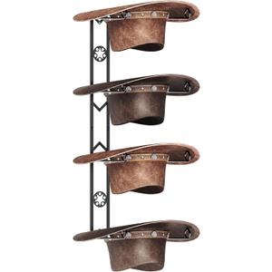 4 Pieces Cowboy Hat Organizer Hangers for Wall, Western Hat Rack Wall Mounted with Decorative Star, Metal Cowboy Hat Holder for Western, Cowboy, Beach, Fedora, Sun Hats (1 Pack)