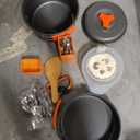Bisgear 16pcs Camping Cookware Set - Backpacking Stove & Mess Kit - Pots, Pans & Accessories - Survival Gear (Orange)