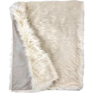 HomeRoots Faux Fur & Suede 50" x 60" Royal White Long Hair Faux Fur Throw