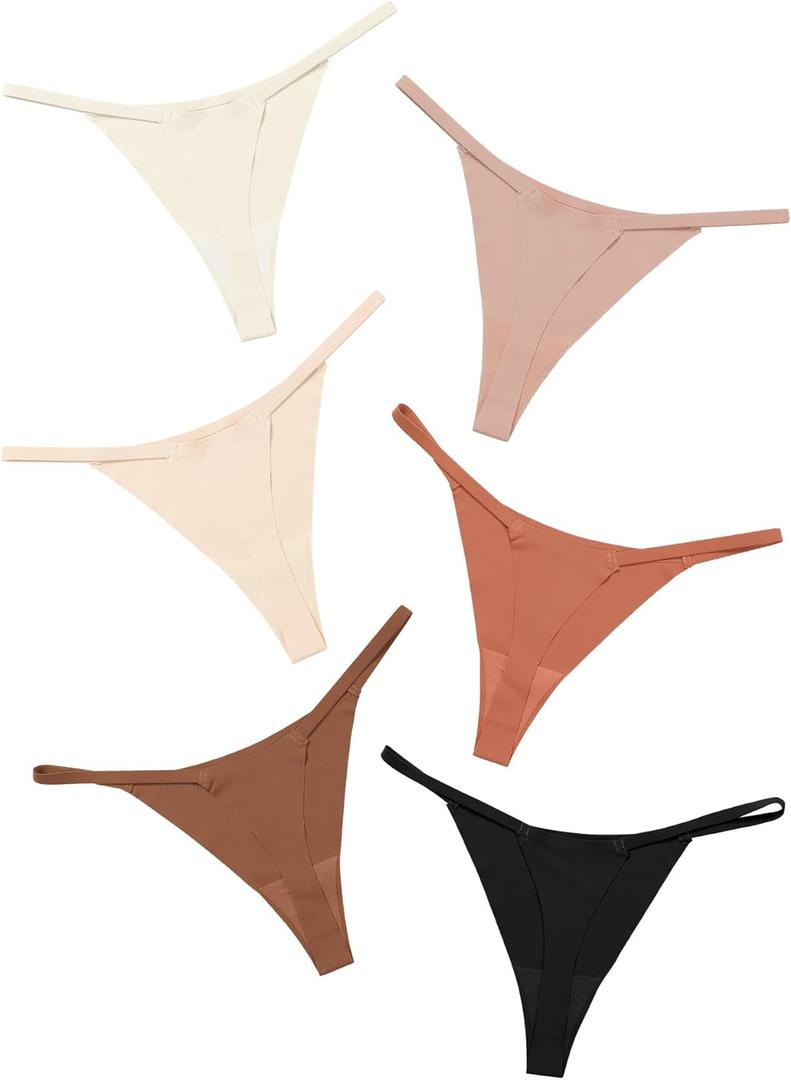 DEANGELMON Seamless G-string Thongs for Women - No Show Thong Underwear Low Rise Stretch Panties Workout Pack (Small)