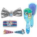Bluey Hair Accessories Set - Bundle with Hair Ties, Claw Clip, Brush, Barrettes, Stickers, and More | Bluey Accessories for Girls, Kids
