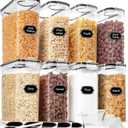 Cereal Containers Storage Set (4L / 135.2oz), 8PCS Airtight Food Storage Containers with Lids, Cereal Dispensers for Kitchen Pantry Organization and Storage with Pour Spout, 20 Labels, Marker