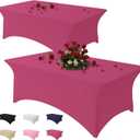 Famstar Table Cloth 2 Pack Fuchsia 4FT Spandex Tablecloth for Rectangle Fitted Table Cloths Stretch Covers Washable Wrinkle Free Tablecloths for Festival Camping Picnic Wedding Party