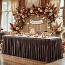 Wish Care 6ft Long Brown Table Skirt for Rectangle Tables - Wrinkle Resistant Polyester Pleated Table Skirting for Parties Weddings Office