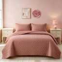 Bedsure Quilts King Size - Lightweight Bedspreads King Size with Basket Weave Pattern, Soft Quilt Bedding Set, Grayish Pink Comforter Set Coverlet for All Seasons with 2 Pillow Shams (106" x 96")