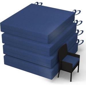 WOLKI Outdoor Cushions for Patio Furniture Set of 4, 18.5 x 16 x 3 Navy Blue Waterproof Seat Cushions Thick Chair Pads for Garden, Patio (Square Corner)