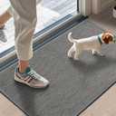 LEKEEPGO Door Mat 17"x29", Non Slip Door Mat Indoor Entrance, Rubber Backing Front Indoor Door mats Washable Absorbent Low-Profile Entryway Entry Resist Dirt Inside Door Mats, Light Grey