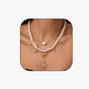 Seashell Necklace for Women Starfish Necklace Summer Beach Charm Necklaces Trendy Boho Pearl Shell Necklaces Summer Outfits for Women Beach Starfish Earrings Vacation Earrings Seashell Jewelry