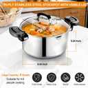 P&P CHEF Pasta Pot with Strainer Lid, 6 Quart Stainless Steel Stock Pot For Kitchen Cooking Boiling, Visible Glass lid & Heat-Proof Lockable Handles, Dishwasher Safe