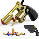 Revolver Toy Gun with Holster Gold - Soft Bullet Western Cowboy Prop Revolver Gun Plastic Play Cap Guns Pistol for Kids Boys Age 6+ Foam Blaster CS Toy Rifle Sniper Small Hand Gun Cosplay Shoot Game