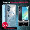 Casetego for Galaxy A17 5G Case,Compatible with MagSafe,Clear Magnetic Glitter Gradient Sparkle Luxury Plated Soft TPU Bumper Full Camera Lens Protector for Samsung Galaxy A17 5G,Blue
