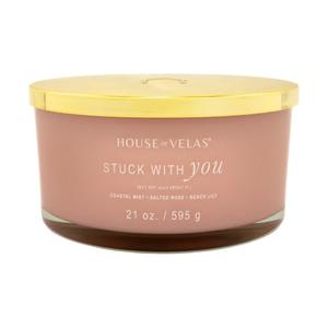 House of Velas Burnable Sensations Candle, 21 oz, 4 Cotton Wicks, Stuck with You, Large Painted Jar