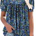 BETTE BOUTIK Women's Short Sleeve Summer Tunic Tops Flowy Flare Button Down Tunic Shirts Blouses S, Color May Vary