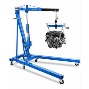 2 Ton Hydraulic Engine Hoist Crane with Lever, Folding Heavy-Duty Cherry Picker with 6 Locking Wheels & 4 Boom Positions, for Truck/SUV Engines, Garage Workshop, Industrial Lifting (Net Wt. 168 lbs)