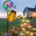 Mothers Day Gifts, Solar Watering Can Lights Outdoor Garden Decor, Large Butterfly Hanging Lantern with Shepherd Hook, Waterproof Garden Lights for Outdoor Landscape Pathway Yard, Mom Grandma Gifts