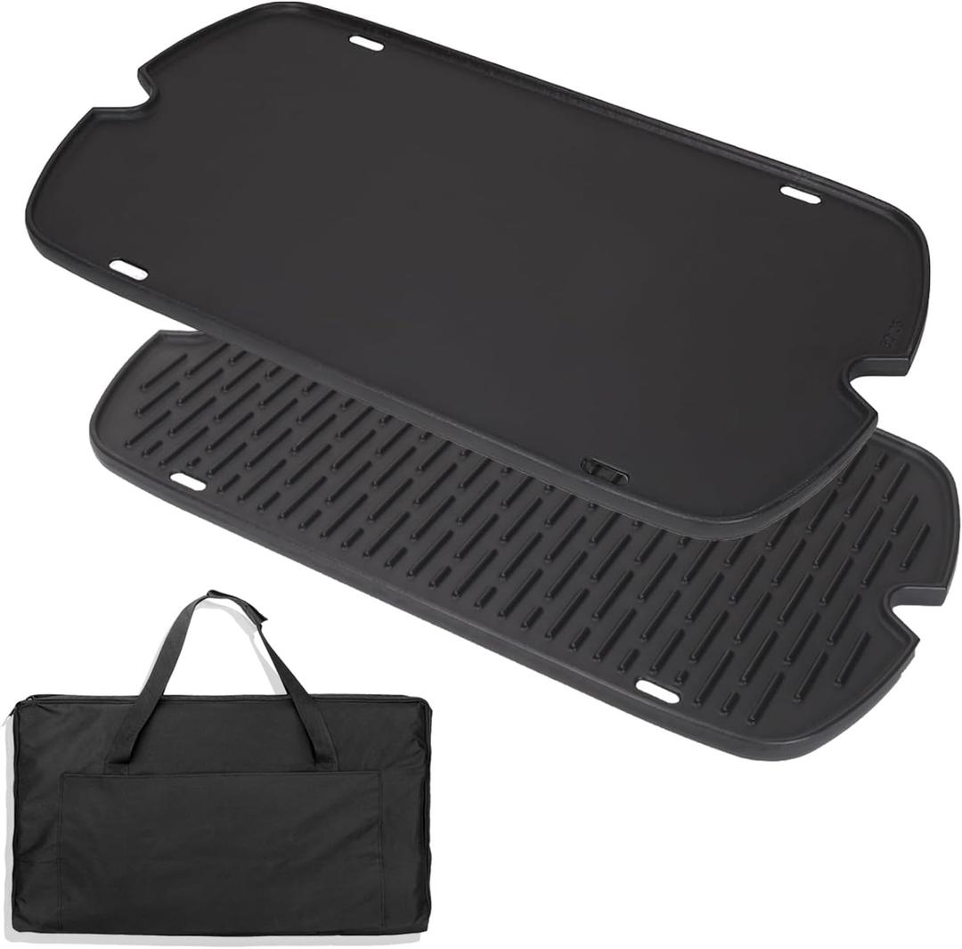 Griddle for Weber Traveler Grill 9010001 9020001 9030001, 7034 Cast Iron Griddle Insert Replacement Parts for Weber Traveler 9013001 9011701 Flat Top Griddle Accessories with Carry Bag (24.8L* 13.4W)