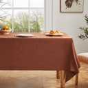 ZeeMart Basic Linen Textured Table Cloth, 60 x 104 Inch Terracota, Farmhouse Style Rust Rectangle Tablecloth, Wrinkle Resistant Washable Heavy Weight TableCloths