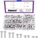 Swpeet 260Pcs M5  6mm 10mm 14mm 20mm 25mm Solid Aluminum Brazier Head Rivets, Aluminum Rivet, Plain Finish, Universal Head, High Corrosion Resistance for Repairing Boats, Aircraft, Making Armor