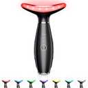 ELISHINE 7 Color Neck Face Massager - Facial Massager Tool for Skin Care at Home, Vibrating Face Massager with Thermals, Galvanic Machines Black