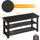 Apicizon Bamboo Shoe Rack for Entryway, 3-Tier Shoe Rack Bench for Front Indoor Entrance, Small Shoe Organizer with Storage, 35.4 Inches, Black, 35.4 Inches No Cushion