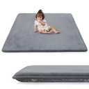 1.3" Thick Baby Floor Play Mat 59x79, Basic Padded Foam Mat for Tummy Time Crawling, Non Slip Cushioned for Babies Toddlers Infants Kids (Dark Grey)
