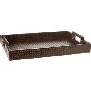 American Atelier Leather Serving Tray with Handles 14 by 19-Inch, Brown