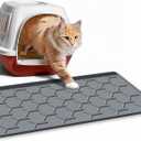 Cat Litter Box Mat, Silicone Kitty Litter Mat, 24" X 16" Waterproof Silicone Pad for Floor, Dark Gray