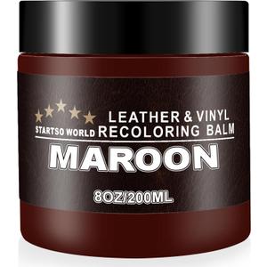 STARTSO WORLD Leather Recoloring Balm, Maroon Leather Repair Kit for Furniture, Leather Dye, Leather Color Restorer for Couches, Leather Couch Paint | Repair, Restore & Renew Old, Faded Leather