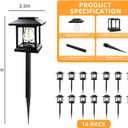 14-Pack Solar Pathway Lights - High-Efficiency Polycrystalline Panels for All-Night Glow - IP65 Waterproof Outdoor Landscape Lighting for Garden, Walkway & Driveway Security (Black)