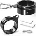 Anovo Flag Pole Rings, Aluminum Alloy Flagpole Rings 360 Rotating Anti Wrap Flag Mounting Ring, Spinning Flag Pole Clips with Carabiner (Black, 2 Inch -Pack of 2)