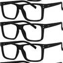 5-pack Oversized Reading Glasses Square Large Frame Readers for Men and Women - Black +3.75