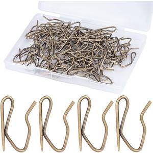 Curtain Hooks 100 pcs 1.2 inch Metal Drapery Pin Hooks for Door Curtains (Antique Brass)