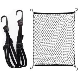 MAMIKO Cargo Net and Wagon Straps for Collapsible Folding Outdoor Utility Wagon, Garden Cart, Folding Trolley Cart, Beach Cart (Combo Package)