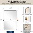 MOON MIRROR Brushed Gold Rectangle Pivot Mirror for Bathroom, Brass Pivoting Vanity，Overall 24.33 x 30 in (Mirror 20x 30 in)