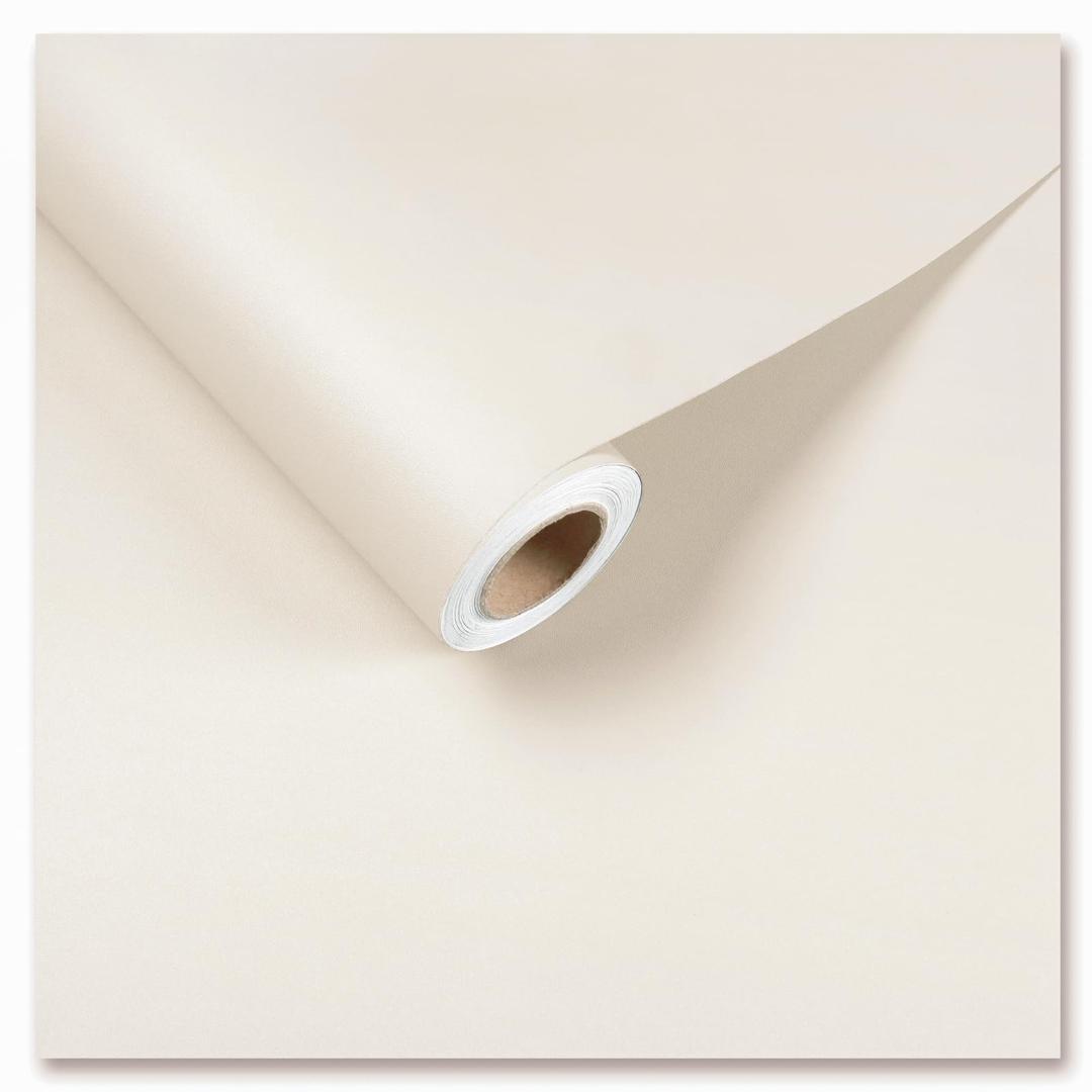 CRE8TIVE 36"x118" Wide Cream White Peel and Stick Wallpaper for Bedroom Bathroom Modern Beige Wallpaper Textured Removable Self Adhesive Cream White Contact Paper for Walls Dressers Waterproof Vinyl