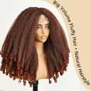 SOKU Afro Curly Lace Front Wig Synthetic Copper Red T Part 20 Inch Crimp to Curl Kinky Straight with Curly Ends Pre-plucked with Baby Hair Transparent Swiss Lace Yaki Texture Ginger Wigs for Women