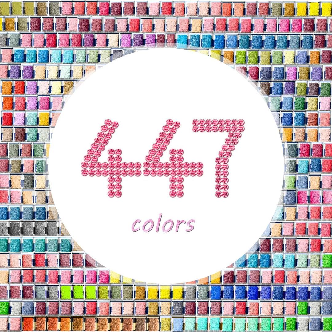 ZORETCO 223500 Pcs 447 Colors Diamond Art Painting Beads, 5D Diamond Painting Accessories, Round Diamond Painting Drills Diamonds Flat Bottom Rhinestones for Bead Art Gem Art Craft