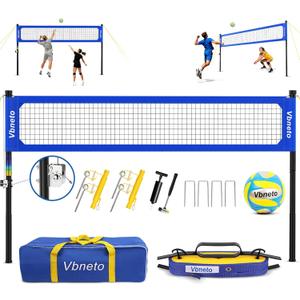 Volleyball Net for Backyard, No Sagging Professional Heavy Duty Outdoor Portable Net Set with Poles, Adjustable Height, Includes Volleyball & Carry Bag, Ideal for Beach and Grass