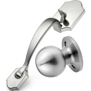 Front Door Handleset Entry Door Handle Set with Cove Knob for Right and Left Handed Sided Doors, Interior and Exterior Entrance Passage Lock, Satin Nickel (Medium, Silver)