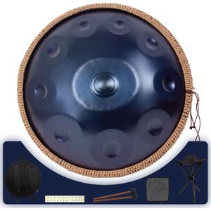 Handpan 19 inch D Minor Kurd Handpan 10 Notes Handpan Drum Instrument for Professional Performance, 432HZ Sound Handpan Drums for Adults