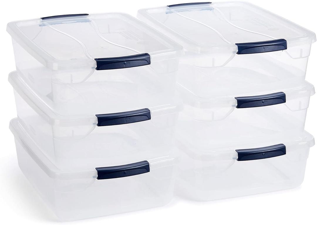 Rubbermaid Cleverstore 17 Quart Clear Latching Waterproof Stackable Airtight Storage Containers with Durable Latching Lids (6 Pack) (17 Qt - 6 Pack)