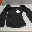 ANRABESS Womens Square Neck Mesh Long Sleeve Tops Double Lined Dressy Business Casual Blouses Shirts 2025 Fall Outfits (Small, Black)